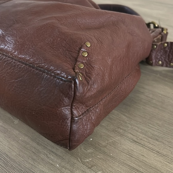 Lucky Brand Brown Leather Hobo Bag with Stud Accents - Picture 6 of 9